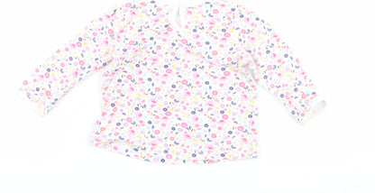 George Girls White Floral  Basic T-Shirt Size 3-6 Months