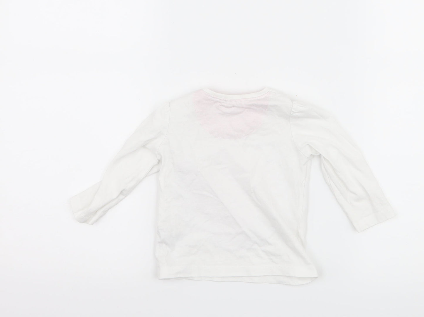 Mothercare Girls White   Basic T-Shirt Size 6-9 Months  - Love heart