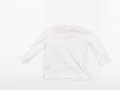 Mothercare Girls White   Basic T-Shirt Size 6-9 Months  - Love heart