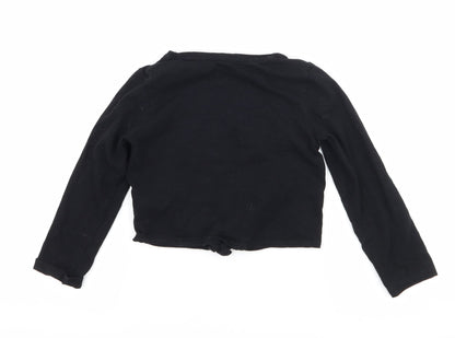 F&F Girls Black   Basic T-Shirt Size 6-7 Years  - shine tie knot front