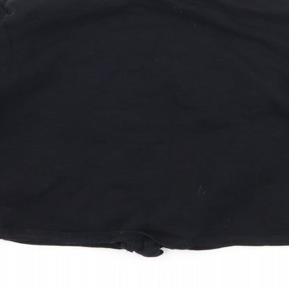 F&F Girls Black   Basic T-Shirt Size 6-7 Years  - shine tie knot front
