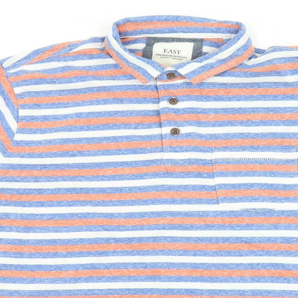 Matalan Mens Blue Striped   Polo Size L