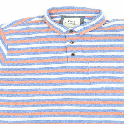 Matalan Mens Blue Striped   Polo Size L