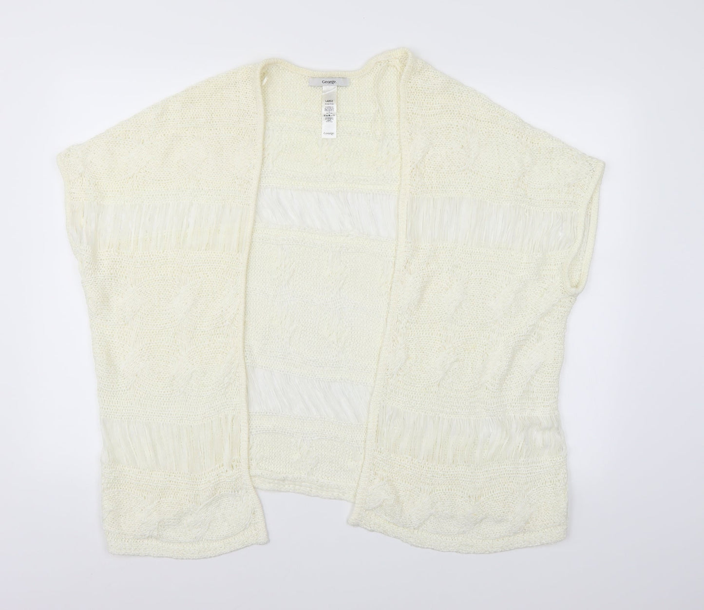 George Womens White  Knit Cardigan Jumper Size L