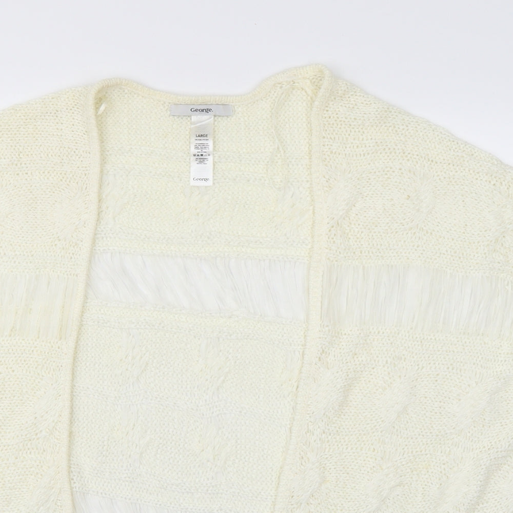 George Womens White  Knit Cardigan Jumper Size L