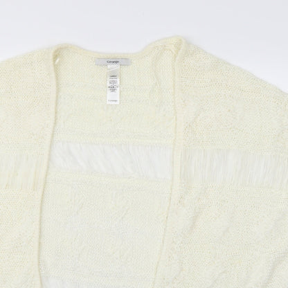 George Womens White  Knit Cardigan Jumper Size L