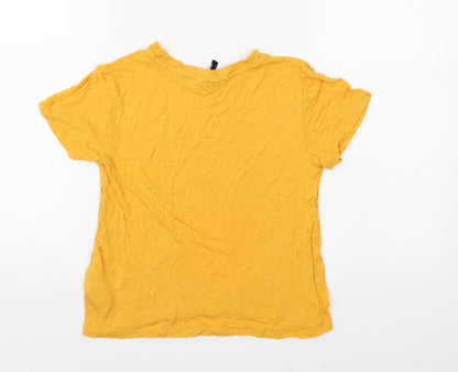 Womens UK Size XS Divided by H&M Yellow Cropped T-Shirt