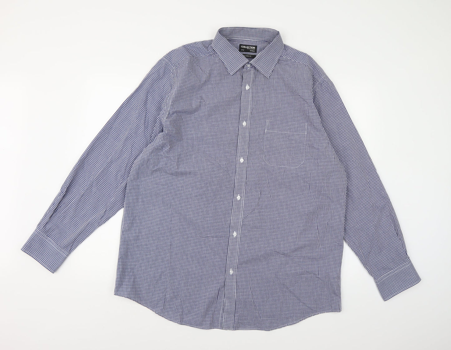 Mens UK Size 17.5 Debenhams Blue  Button-Up Long Sleeve Casual Shirt