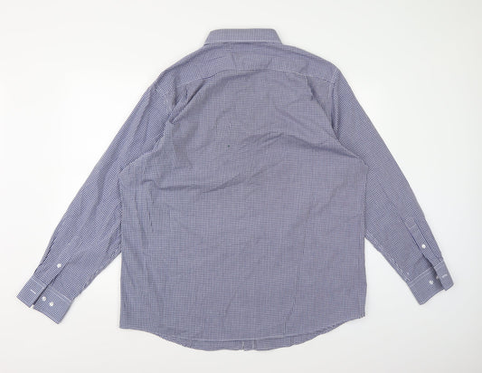 Mens UK Size 17.5 Debenhams Blue  Button-Up Long Sleeve Casual Shirt
