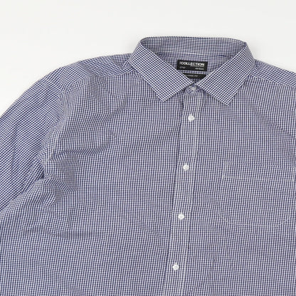 Mens UK Size 17.5 Debenhams Blue  Button-Up Long Sleeve Casual Shirt