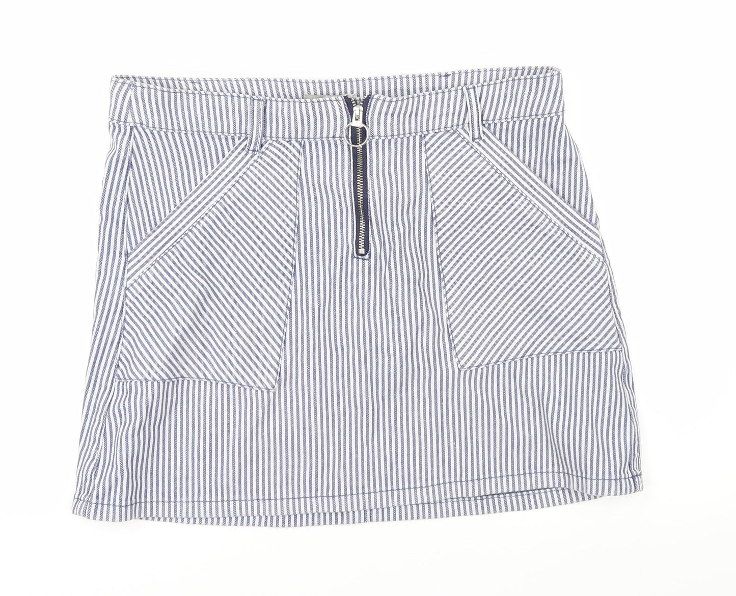 TU Womens Blue Striped  A-Line Skirt Size 14