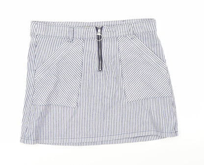 TU Womens Blue Striped  A-Line Skirt Size 14