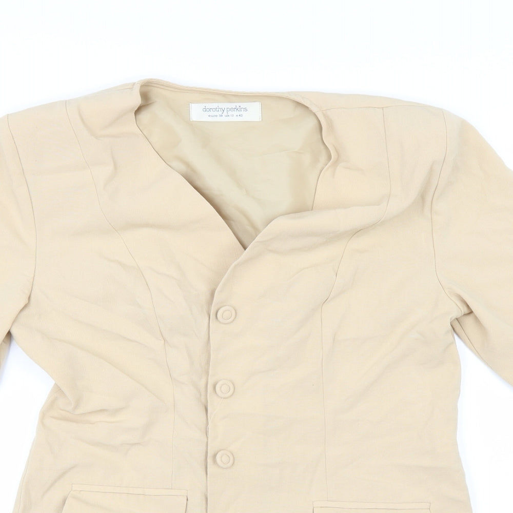 Womens UK Size 12 Dorothy Perkins Beige Overcoat