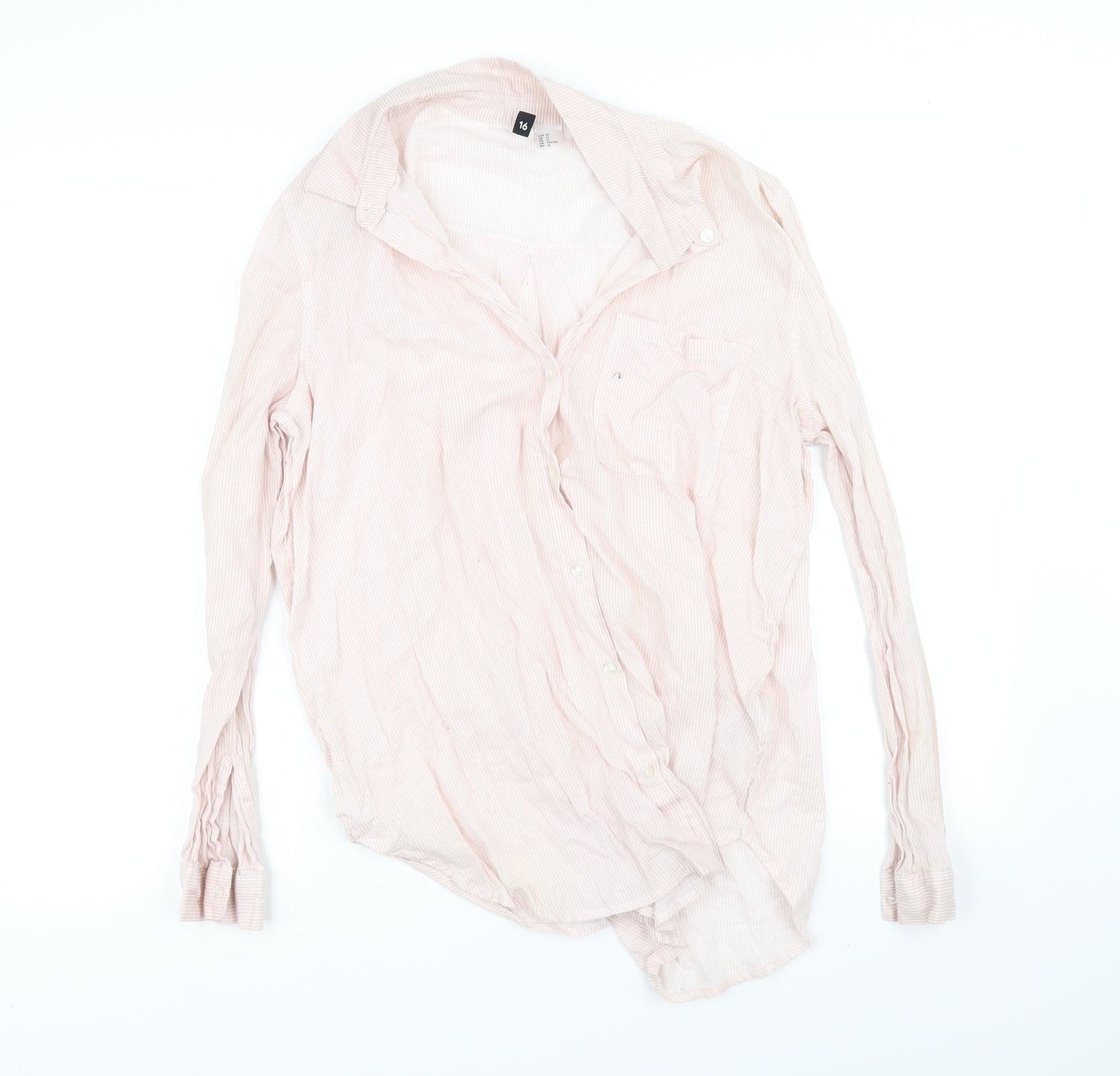 Mens UK Size 34 H&M Pink  Button-Up Long Sleeve Casual Shirt