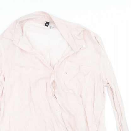 Mens UK Size 34 H&M Pink  Button-Up Long Sleeve Casual Shirt