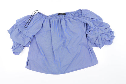 Womens UK Size L Zara Blue Basic T-Shirt