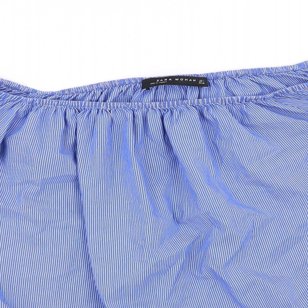 Womens UK Size L Zara Blue Basic T-Shirt