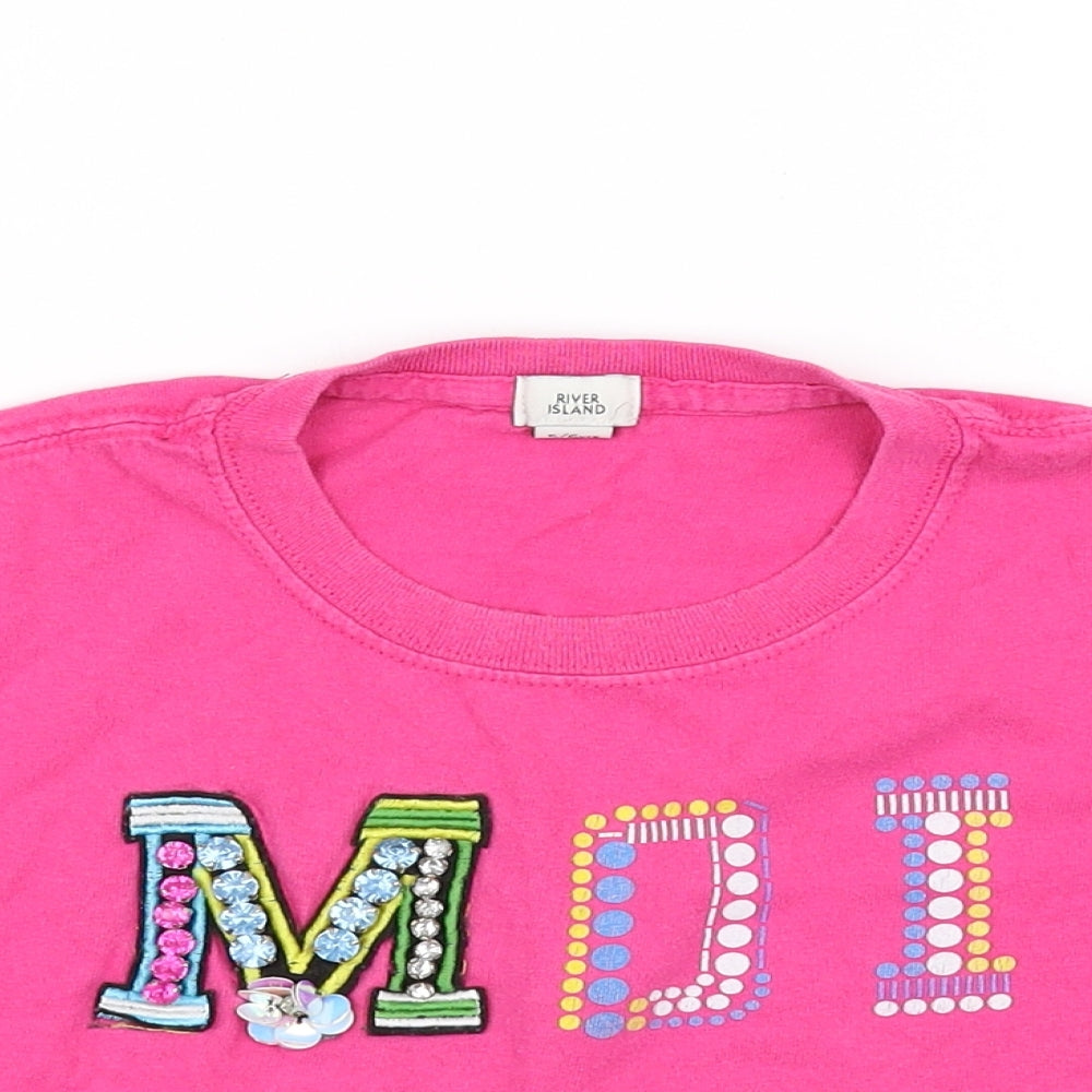 River Island Girls Pink   Cropped T-Shirt Size 5-6 Years