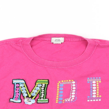 River Island Girls Pink   Cropped T-Shirt Size 5-6 Years