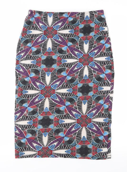 New Look Womens Black Geometric  A-Line Skirt Size 8