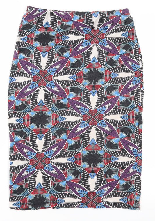 New Look Womens Black Geometric  A-Line Skirt Size 8