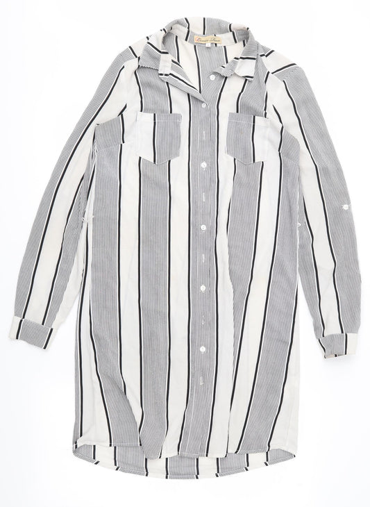 CAMEO ROSE Womens Ivory Striped  Basic Button-Up Size 8