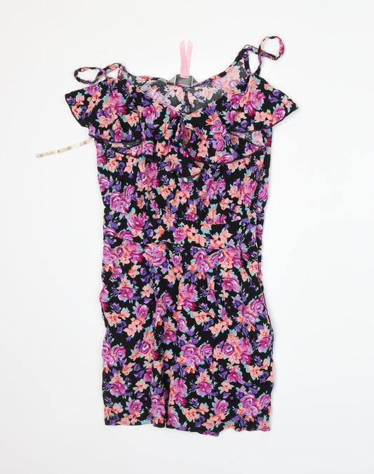 Lipsy Womens Black Flecked  Romper One-Piece Size 8