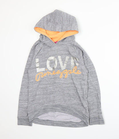 Pineapple Girls Grey   Pullover Hoodie Size 11-12 Years