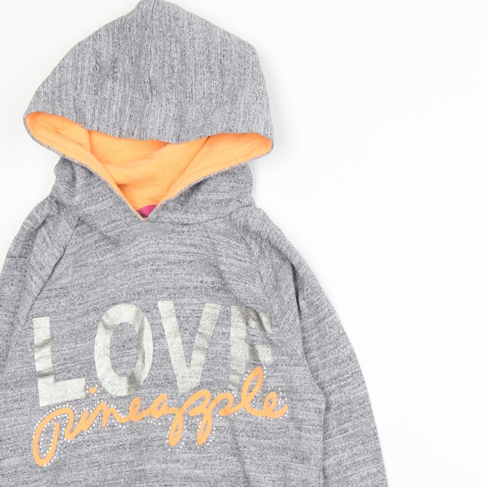 Pineapple Girls Grey   Pullover Hoodie Size 11-12 Years