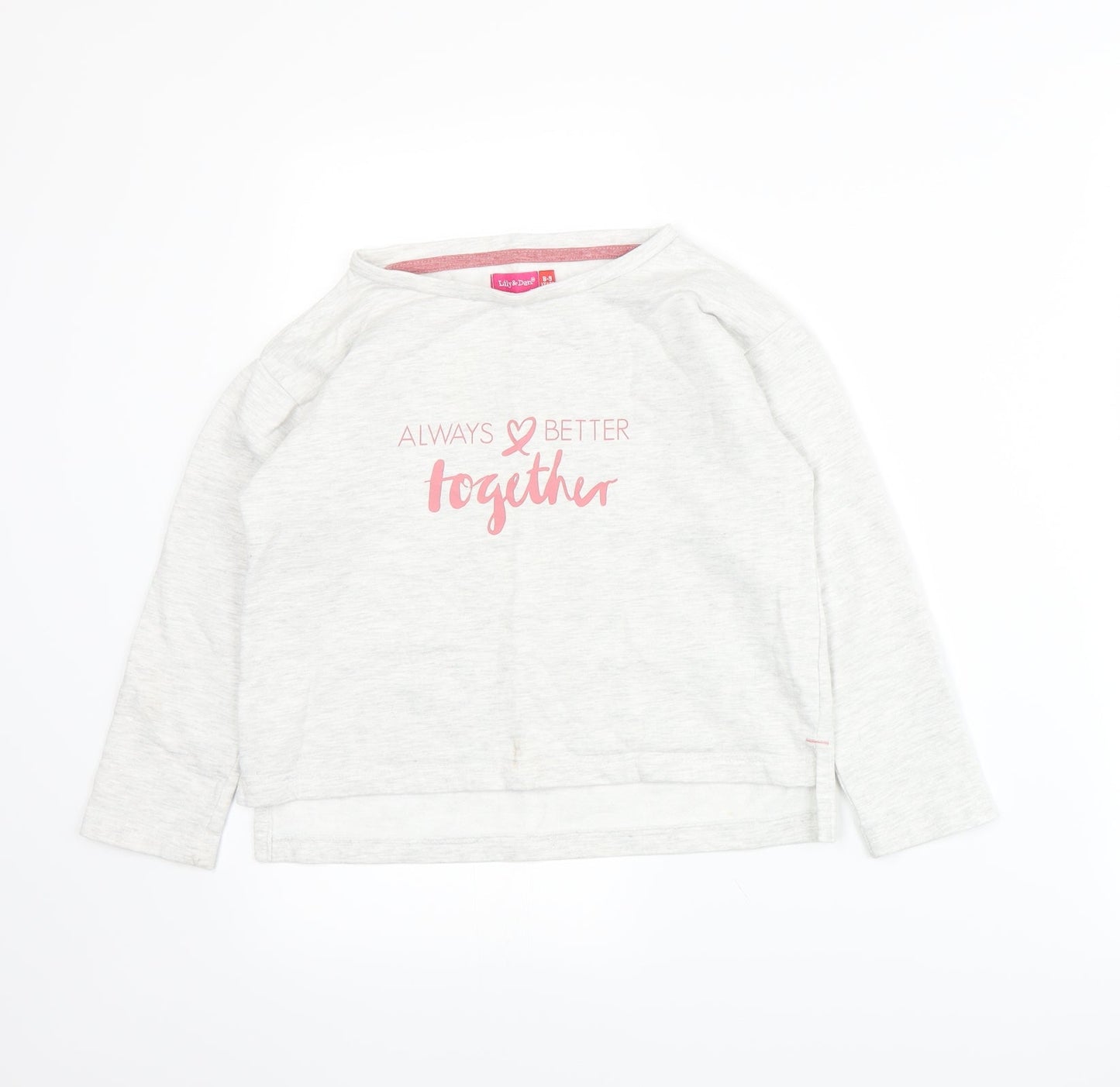 Lily & Dan Girls Grey  Jersey Pullover Sweatshirt Size 8-9 Years