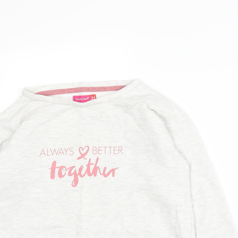 Lily & Dan Girls Grey  Jersey Pullover Sweatshirt Size 8-9 Years