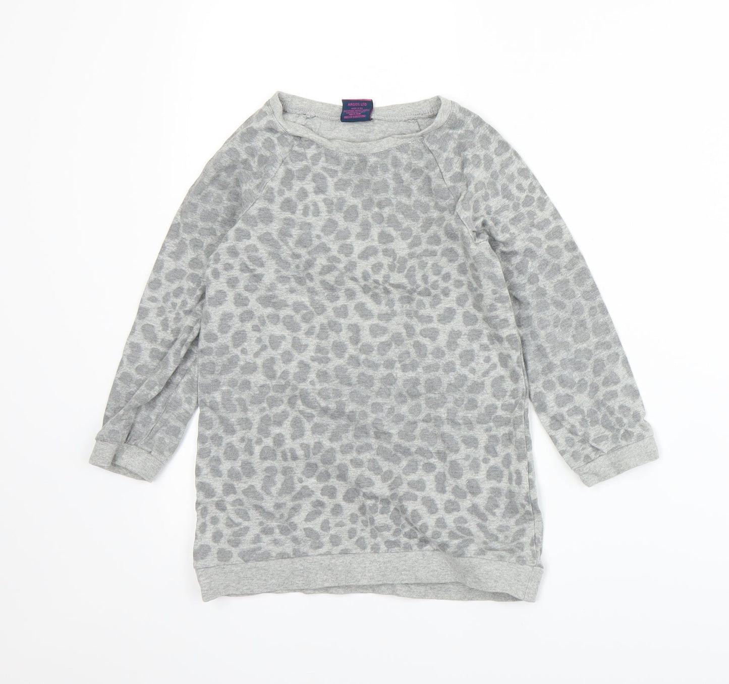 Emma Runton Girls Grey Animal Print Jersey Pullover Sweatshirt Size 5-6 Years
