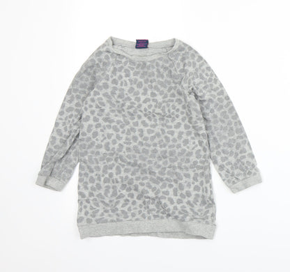 Emma Runton Girls Grey Animal Print Jersey Pullover Sweatshirt Size 5-6 Years