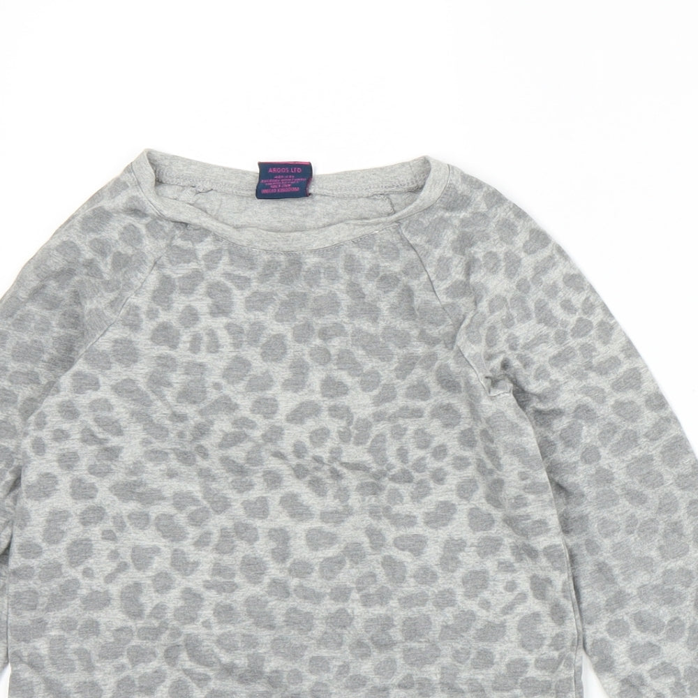 Emma Runton Girls Grey Animal Print Jersey Pullover Sweatshirt Size 5-6 Years