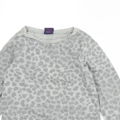 Emma Runton Girls Grey Animal Print Jersey Pullover Sweatshirt Size 5-6 Years