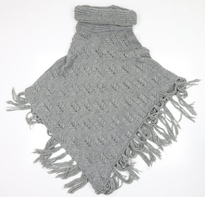 Additional front view of Tu unisex grey shawl/wrap