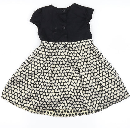 no brand Girls Gold   Skater Dress  Size 12-18 Months  - hearts