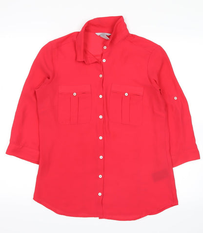 Womens UK Size 12 H&M Pink Basic Button-Up
