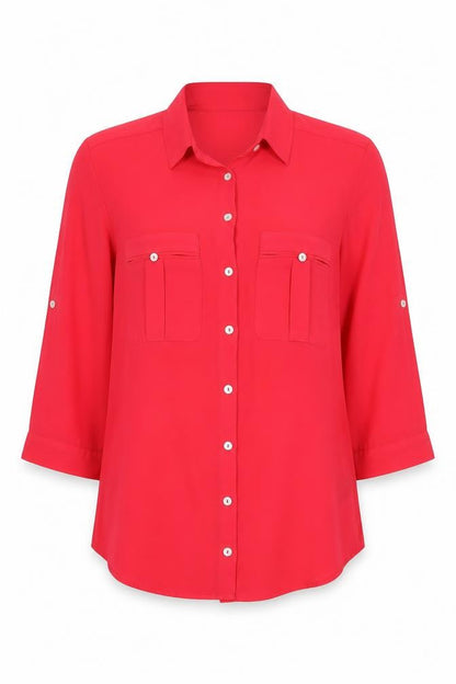 Womens UK Size 12 H&M Pink Basic Button-Up