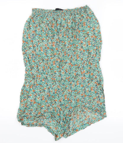 Zara Womens Green Floral  Shorts One-Piece Size S