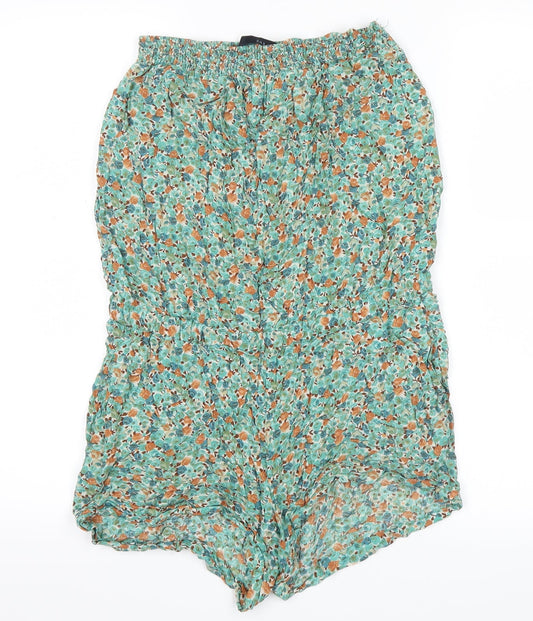 Zara Womens Green Floral  Shorts One-Piece Size S