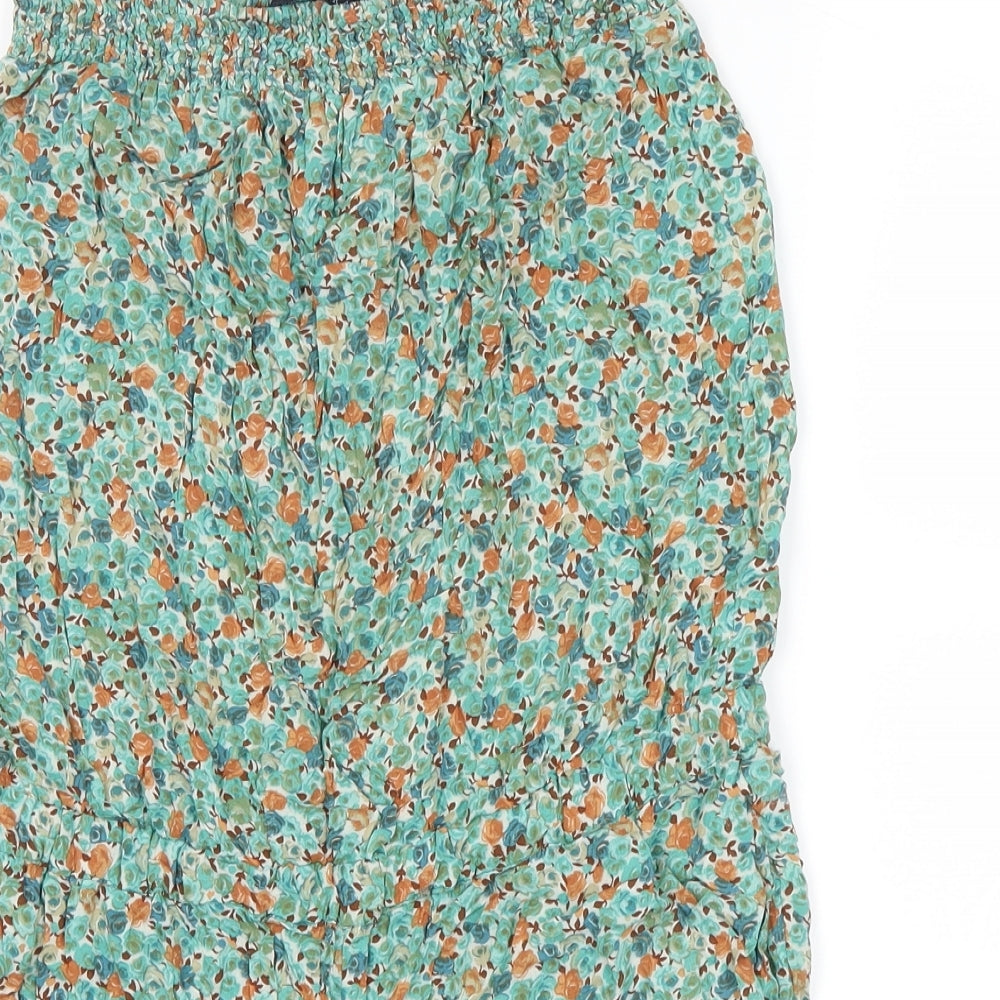 Zara Womens Green Floral  Shorts One-Piece Size S