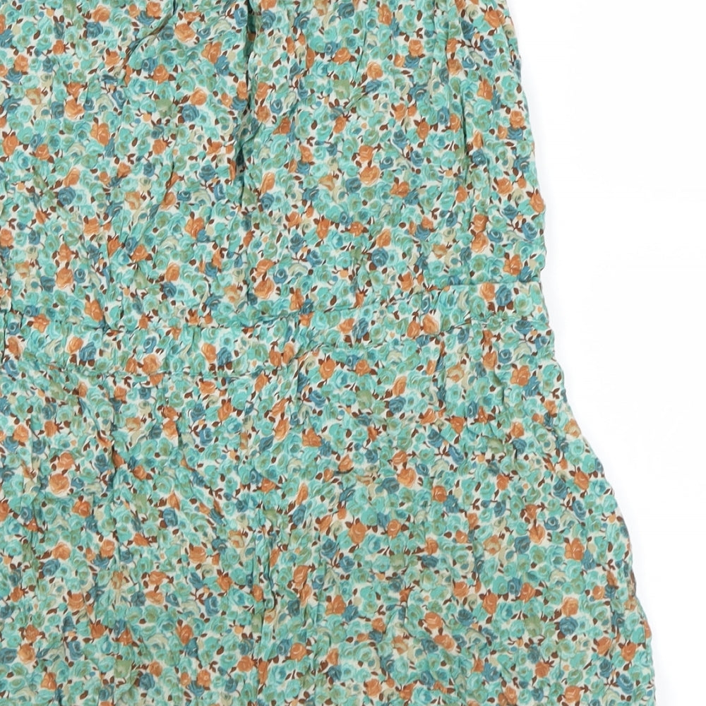Zara Womens Green Floral  Shorts One-Piece Size S