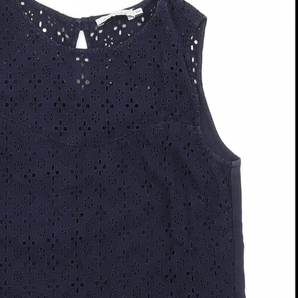 Womens UK Size 8 Amphora Blue Basic T-Shirt