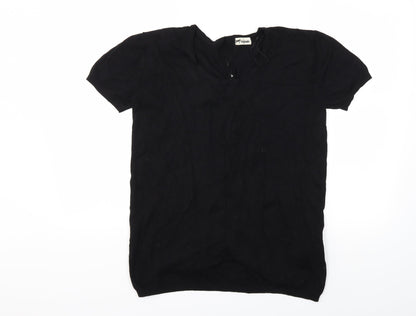 tezens Womens Black  Knit Pullover Jumper Size S