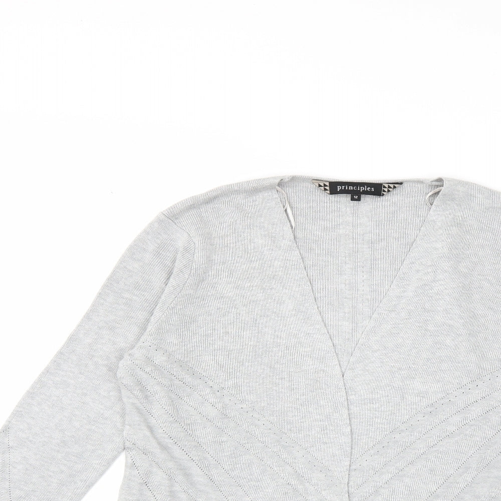 Principles Womens Grey  Knit Cardigan Jumper Size 12