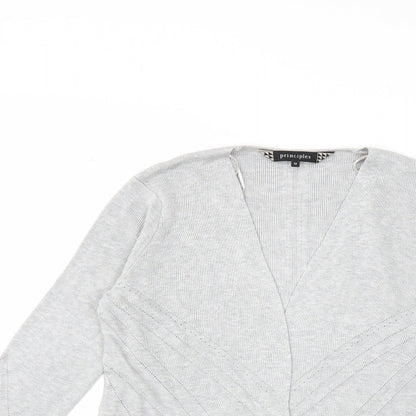 Principles Womens Grey  Knit Cardigan Jumper Size 12