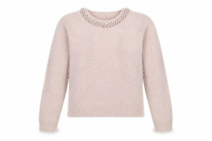 Select Womens Pink  Knit Pullover Jumper Size 10  - Embelished Neckline