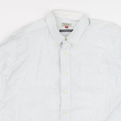 NEXT Mens White Polka Dot   Button-Up Size L