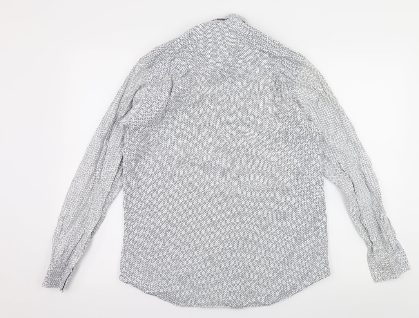 Taylor & Wright Mens White Polka Dot   Button-Up Size 15.5